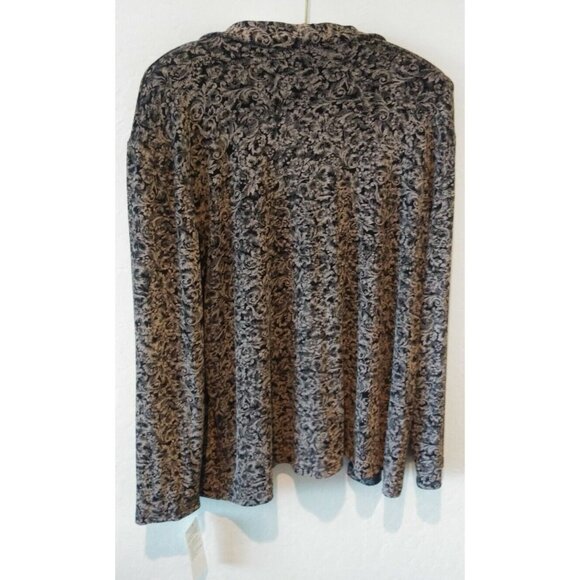 New Made in Heaven Plus Size 1X Black Ivory Floral Open Front Cardigan Sweater - Picture 2 of 8